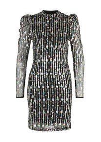 YAS Petite Dames Cocktailjurk 'YASBINNA' lichtblauw / goud / rosa / zwart 34