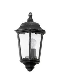 Eglo AUßENWANDLEUCHTE , Klar, Schwarz, Silberfarben , Metall, Glas , Laterne , 29 cm , Lampen & Leuchten, Außenbeleuchtung, Außenleuchten