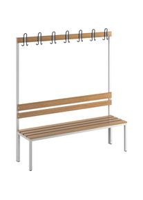 eurokraft basic Garderobebank met leuning, enkelzijdig, beukenhouten planken, lengte 1500 mm