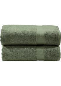 done. , Badetücher »Deluxe«, (2 St., 2er Set Duschtücher 70 x 140 cm), 2-tlg., Uni Farben, Hotelqualität aus hochwertigem Zwirnfrottier , khaki ,...