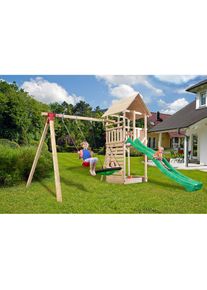 Weka , Spielturm »Julchen«, BxT: 405x290 cm, mit Rutsche, Sandkasten und 2 Schaukeln , natur