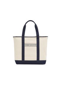 Tommy Hilfiger , Tragetasche »TH SUMMER CANVAS TOTE«, Damen Henkeltasche, Beuteltasche, Strandtasche mit Kontrastbesatz , dunkelblau-offwhite