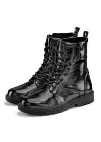 Lascana , Damen , Stiefelette im angesagten Metallic-Look, Stiefel, Boots VEGAN , schwarz , 35 , 35 , Im angesagten Metallic-Look