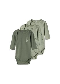 name it , Schlafoverall »NBMBODY 3P LS GREEN DINO NOOS«, (Packung, 3 tlg.) , Agave Green , N-Gr , 80 -N-Gr , 80 , 3-er Set Bodys von name it für...
