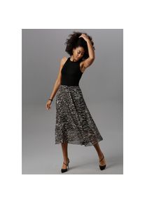 Aniston SELECTED , Partykleid, im Animal-Print , schwarz-sand , N-Gr , 36 -N-Gr , 36 , Damenkleid im Material-Mix
