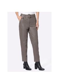Heine , Lederhose , dunkeltaupe , Normalgrößen , 48 -Normalgrößen , 48 , inkl. Gürtel mit dekorativer Gürtelschnalle
