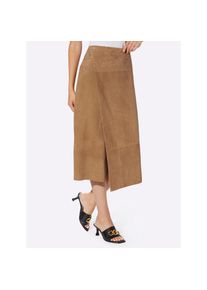 Heine , Lederrock , camel , 50 , 50 , echtes weiches Veloursleder