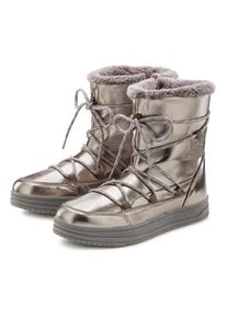 Lascana, Damen, Winterboots mit Warmfutter & Glitzerdetail, Snow Boots, Winterstiefel, Stiefelette, grau / silberfarben, 37, grau / silberfarben, 