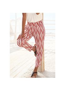 Lascana, Damen, 7/8-Hose mit breitem B&uuml;ndchen, leichte Sommerhose mit Taschen, Strandhose, terracotta-creme bedruckt, N-Gr, 34 -N-Gr, terracotta-creme
