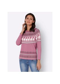 Classic Basics , Norwegerpullover »Jacquard-Pullover« , altrosa-ecru-gemustert , 56 , 56 , reine Baumwolle