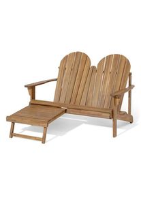 Tchibo - Podwójny fotel wypoczynkowy typu Adirondack z wysuwanym podnóżkiem - kolor: brązowy