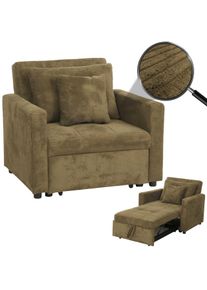 Schlafsessel HWC-L90, Klappsessel Gästebett Relaxsessel, Liegefläche 200x100cm Stoff/Textil Cord ~ grün