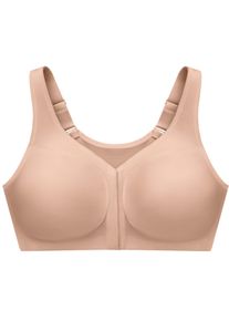 Dames Beha zonder beugel met voorsluiting in ivoorkleur ,maat 115B, WITT, 40% Nylon, 30% Polyester, 20% Katoen, 10% Elastan