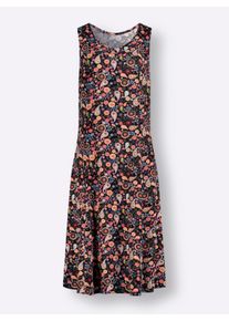 Damen Druckkleid mit Paisley-Blumen-Muster in erdbeere-schwarz-bedruckt ,Größe 36, Witt, 100% Viskose