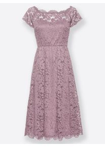 Damen Spitzenkleid mit U-Boot-Ausschnitt, schwingend in mauve ,Größe 36, WITT, 90% Polyamid, 10% Elasthan