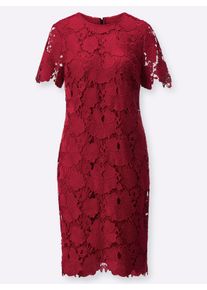 Damen Spitzenkleid mit langem Rei&szlig;verschluss in kirsche ,Gr&ouml;&szlig;e 36, WITT, 100% Polyester
