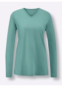wäschepur Dames Pyjama-Shirt in salie ,maat 36/38, Witt, 50% Katoen, 50% Modal
