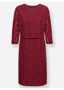 Damen Spitzenkleid in Etui-Form in dunkelrot ,Gr&ouml;&szlig;e 36, WITT, 70% Baumwolle, 30% Polyamid