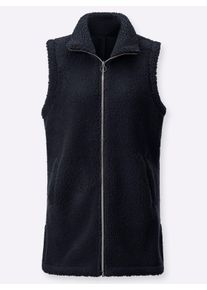 Damen Fleeceweste mit Seitenschlitzen, wärmend in marine ,Größe 36, WITT, 100% Polyester