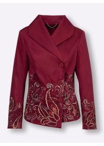 CREATION L PREMIUM Dames Blazer met borduursels in donkerrood gedessineerd ,maat 36, Witt, 60% Lyocell, 40% Polyester