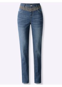 Dames Rechte jeans met borduursel in blue-stonewashed ,maat 36, WITT, 99% Katoen, 1% Elastan