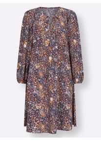 Damen Tunikakleid im floralen Dessin in marine-dunkelrot-bedruckt ,Gr&ouml;&szlig;e 36, WITT, 100% Viskose