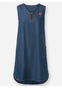 Damen Jeanskleid mit hinten verl&auml;ngertem Saum in blue-stone-washed ,Gr&ouml;&szlig;e 36, WITT, 100% Baumwolle