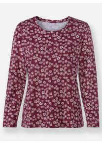 Dames Shirt met print in bloemdessin in bordeaux bedrukt ,maat 38, WITT, 100% Katoen