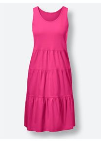 feel good Dames Zomerjurk met strokenrok in fuchsia ,maat 40, Witt, 100% Katoen