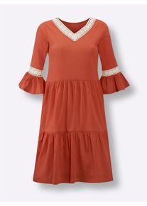 feel good Dames Zomerjurk in terra/ecru ,maat 36/38, Witt, 100% Katoen