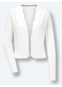 CREATION L PREMIUM Damen Shirtjacke mit gewellten Kanten in wei&szlig; ,Gr&ouml;&szlig;e 48, Witt, 70% Modal, 25% Polyamid, 5% Elasthan