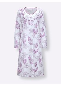 wäschepur Damen Nachthemd in weiß-orchidee ,Größe 36/38, Witt, 100% Baumwolle