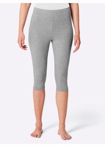 feel good Dames Capri-legging in zwart + grijs gemêleerd ,maat 36/38, Witt, 95% Katoen, 5% Elastan. Gemêleerd: 67% Katoen, 28% Polyester, 5% Elastan