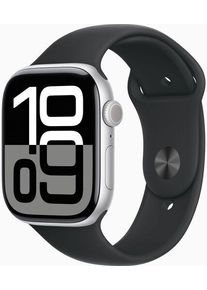 Apple Watch Series 10 Alluminio 46 mm (2024) | GPS | argento | Cinturino Sport M/L | nero
