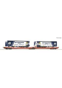 Roco 77404 H0 Modelleisenbahn Doppeltaschen-Gelenkwagen Tragwagen T3000e der DB AG