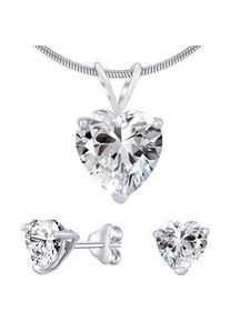 Silvego, Schmuck Set, Silberschmuck-Set mit klarem Kristallglas JJJHEART01 (Ohrringe, Anhänger), Silber