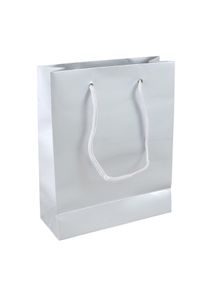 10 Gift bag, glossy silver | 20 x 25 x 8 cm, lacquer paper