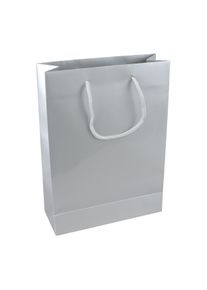 10 Gift bag, glossy silver | 26 x 36 x 10 cm, lacquer paper