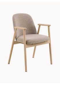 AC Design Sillas con reposabrazos en tejido bouclé y marco de madera de roble Leo (2 uds.) Beige, Blanco An 57 x Al 81 cm