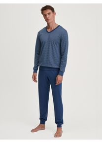 Calida Pigiama con polsini per Uomo, XXL XXL, Blu, Cotton Special