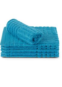 Ross , Waschhandschuh »CARRE«, (Packung, 6 tlg.), 100% Baumwolle, Rippenstruktur, große Farbauswahl , Ozean