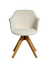Jahnke , Schreibtischstuhl »SHELL«, 1 St., Bouclé, Esszimmer-/ Schreibtischstuhl, Massivholzgestell, Samtbezug , Weiß/Eiche + Eiche