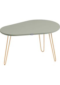 LOOKS by Wolfgang Joop , Couchtisch »Looks Organic«, Mit ovaler Tischplatte und hochwertigen Metallfüßen , pistazie + goldfarben + pistazie