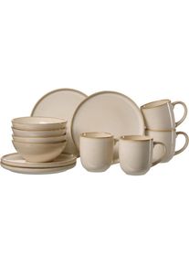 Ritzenhoff & Breker Ritzenhoff & Breker , Frühstücks-Geschirrset »Olivia«, (Set, 12 tlg.), Reatkivglasur, jedes Stück ein Unikat , Beige