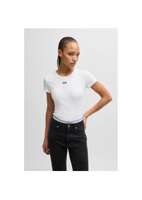 HUGO Blue, Damen, T-Shirt &raquo;Easy Tee&laquo; mit HUGO Aufn&auml;her, White 100, S, White 100, Shirt von HUGO Blue Womenswear