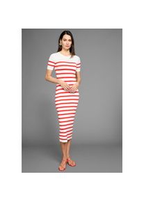 HECHTER PARIS , Strickkleid, mit Streifen , offwhite-rot-gestreift , N-Gr , 42 -N-Gr , 42 , Figurbetonter Schnitt betont deine Silhouette