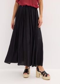 bonprix Mujer, Falda maxi de efecto arrugado, negro, 54