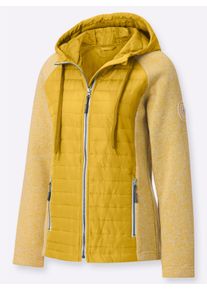 Dames Gewatteerde jas met tricotfleece in oker/ecru ,maat 36, WITT, 100% Polyester