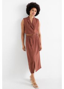 C&Amp;A Gonna con componente di lino, Marrone, Taille: 48