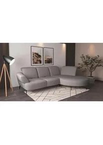 Sit & More Sit & More Ecksofa , Hellgrau , Textil , Ottomane rechts, L-Form , 313x208 cm , Goldenes M, Oeko-Tex® Standard 100, Made in Europe, DGM-Klimapakt , Rücken echt, Armteil links , Wohnzimmer, Sofas & Couches, Wohnlandschaften, Ecksofas